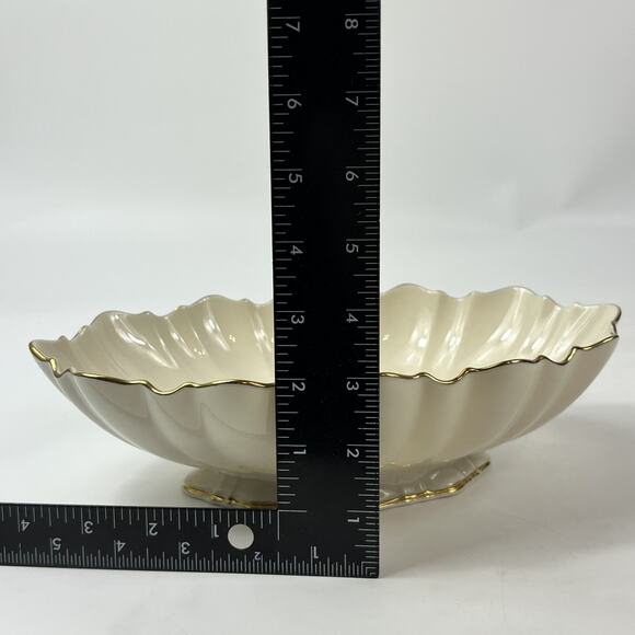 Lenox Symphony Scalloped Oval Centerpiece Serving Bowl 24K Gold Trim USA - Picture 12 of 12